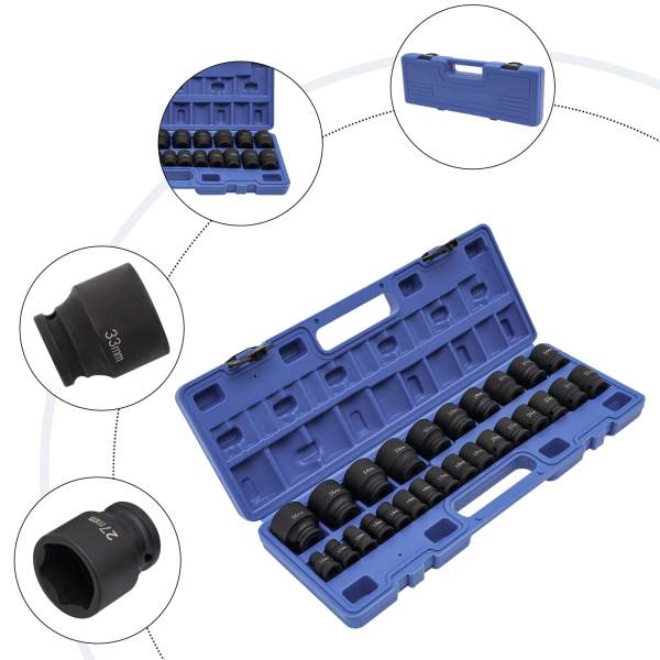 Drive Metric Impact Socket Set, 1/2" Impact Socket, Impact Socket Set Brand New, Sockets Set 1/2 Inch Drive for Automotive Maintenance Drive Metric Impact Socket Set, 1/2" Impact Socket, Impact Socket Set Brand New, Sockets Set 1/2 Inch Drive for Automotive Maintenance