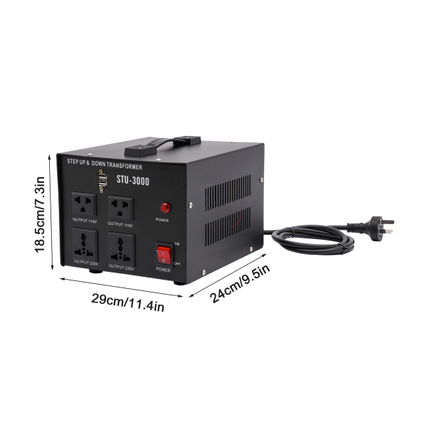 2400W Step Up/Down Transformer, 110/200/220/240V to 110/220V Voltage Converter, Heavy Duty Step Up/Down Transformer