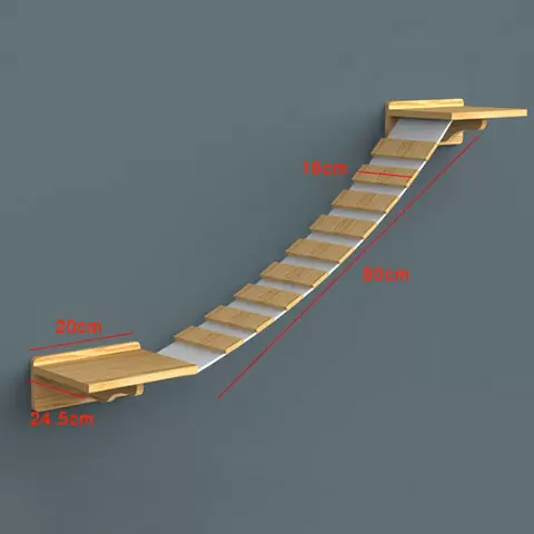 Wall Mounted Cat Shelf Solid Wood Ladder for Indoor Cats, Solid Wood Cat Climbing Frame Hanging Platform