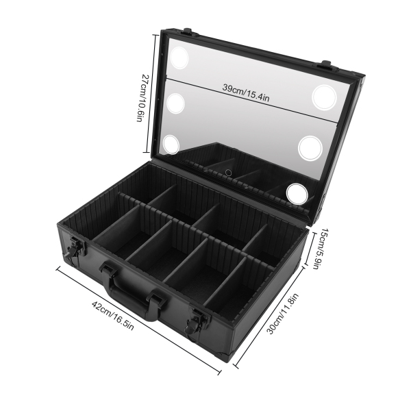 Beauty Makeup Cosmetic Case Organiser Touchscreen Storage Box with LED & Mirror