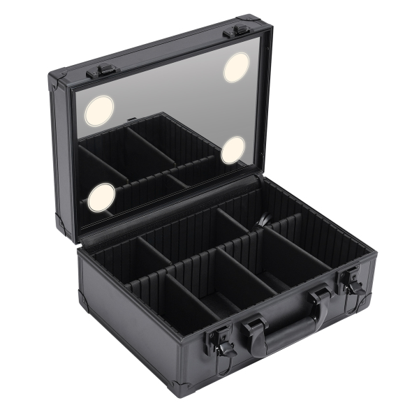 Makeup Train Case - Cosmetic Organizer Box Makeup Case with Lights and Mirror