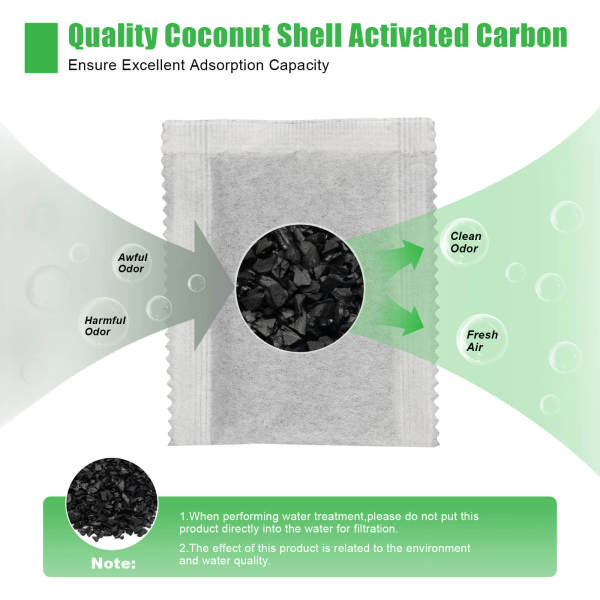 20-Pack Coconut Shell Activated Carbon Filters, Water & Air Purifier - Food-Grade Packaging, 8 - 10g Each 20-Pack Coconut Shell Activated Carbon Filters, Water & Air Purifier - Food-Grade Packaging, 8 - 10g Each