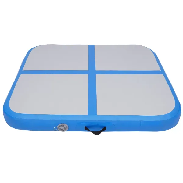 100*100cm Air Track Mat Gymnastics Tumbling Exercise Inflatable Mat with Pump（Blue）