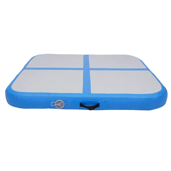 100*100cm Air Track Mat Gymnastics Tumbling Exercise Inflatable Mat with Pump（Blue）
