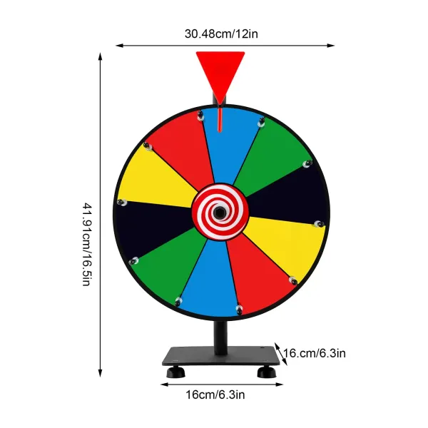 10-Slot Spinning Prize Wheel 12" Spinning Prize Wheel w/Dry Erase Marker+Eraser