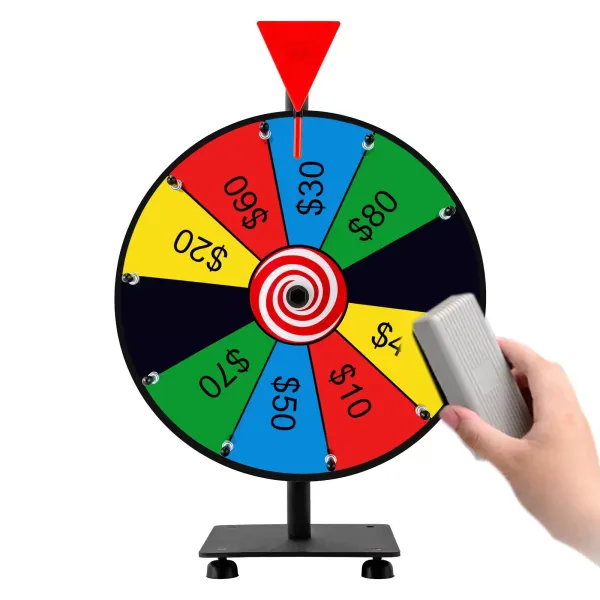 10-Slot Spinning Prize Wheel 12" Spinning Prize Wheel w/Dry Erase Marker+Eraser