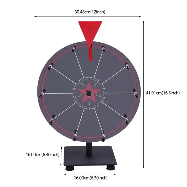 12" Prize Wheel Tabletop Spinning Game Fortune Holiday Carnival Game Soft Corner