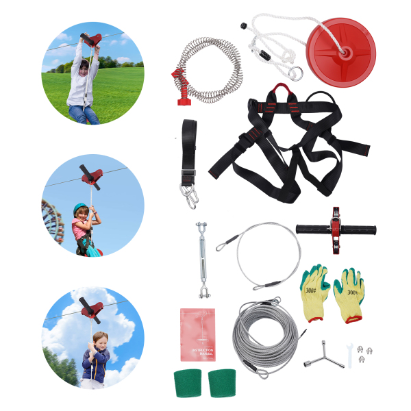 160FT Zip line Kit with Stainless Steel Spring Brake