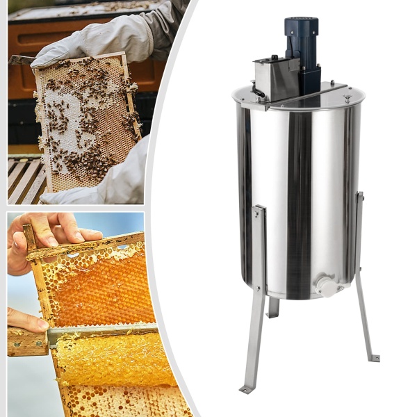 Electric Honey Extractor, 3 Frame Bee Extractor, Stainless Steel Honey Spinner with Stand