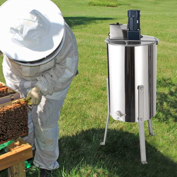 Electric Honey Extractor, 3 Frame Bee Extractor, Stainless Steel Honey Spinner with Stand