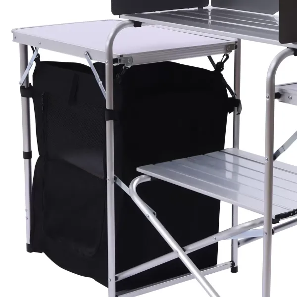 Folding Camping Table Aluminium Portable Picnic Outdoor Foldable BBQ Desk Table +Carrying Bag Folding Table（Black）