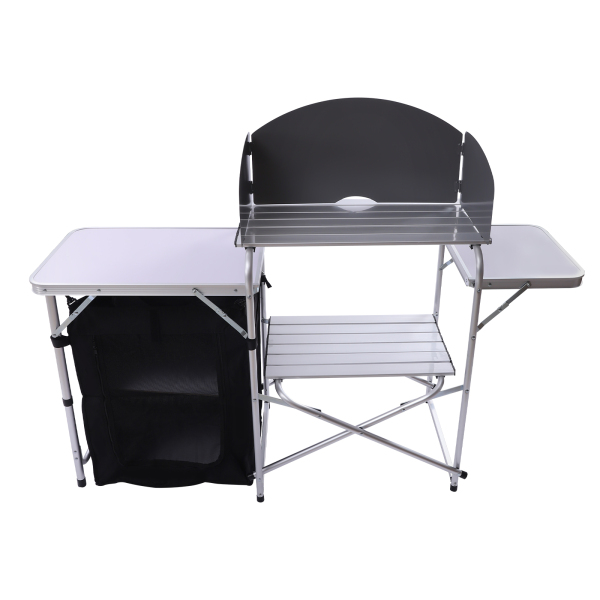Folding Camping Table Aluminium Portable Picnic Outdoor Foldable BBQ Desk Table +Carrying Bag Folding Table（Black）
