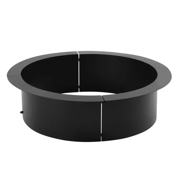 Wood-Burning Steel Fire Pit Ring Liner DIY Burner Round Yard Fireplace Black