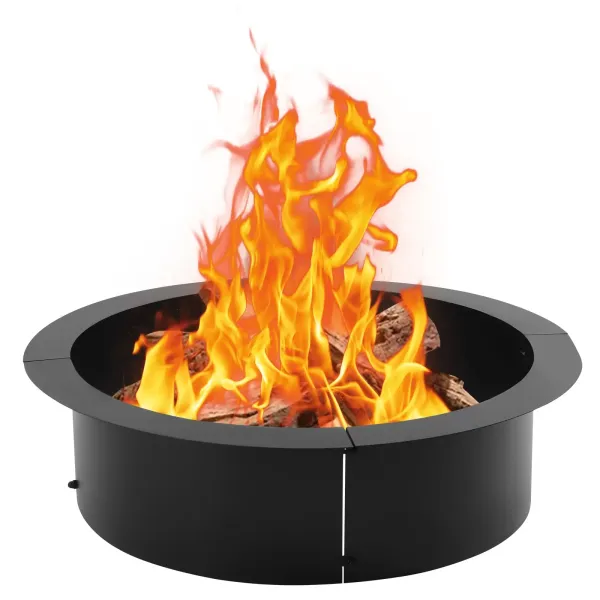 Wood-Burning Steel Fire Pit Ring Liner DIY Burner Round Yard Fireplace Black