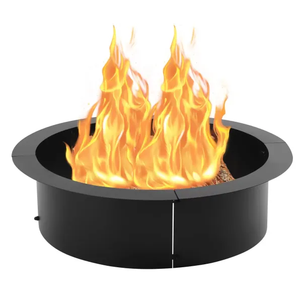 Wood-Burning Steel Fire Pit Ring Liner DIY Burner Round Yard Fireplace Black