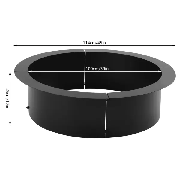 Wood-Burning Steel Fire Pit Ring Liner DIY Burner Round Yard Fireplace Black Wood-Burning Steel Fire Pit Ring Liner DIY Burner Round Yard Fireplace Black