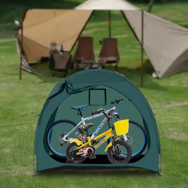 Green Bicycle Storage Tent, 420D Waterproof Bike Storage Cover Store Bikes Outdoor with Carry Bag