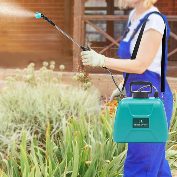 1.35 Gallon/5L Battery Powered Sprayer, Electric Sprayer with USB Rechargeable Handle, Potable Garden Sprayer with Telescopic Wand