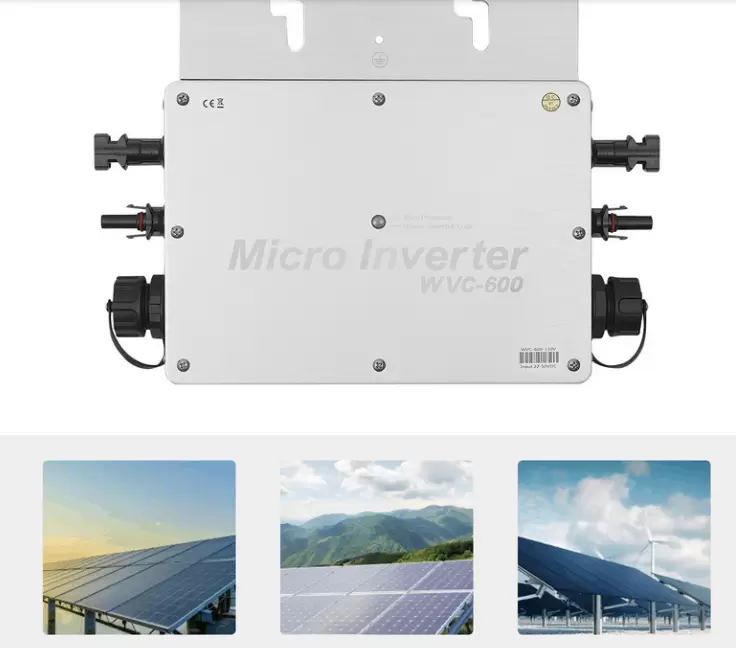 600W Solar Micro Inverter Grid Tie MPPT Pure Sine Wave DC to AC IP65 Waterproof