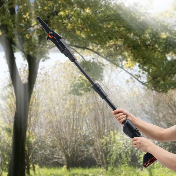Pole Saw with 1500mAh Battery and Standard Charger, Cordless Rechargeable Double Section Assemble Shaft Branch Cutter and Low Noise