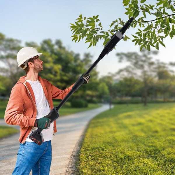 Pole Saw with 1500mAh Battery and Standard Charger, Cordless Rechargeable Double Section Assemble Shaft Branch Cutter and Low Noise