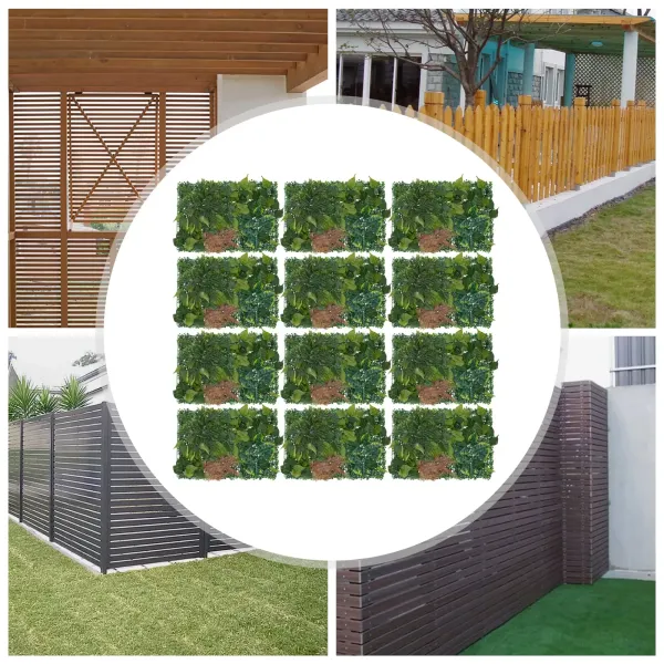 12pcs 24"x16" Artificial Boxwood Mat Wall Hedge Decor Privacy Fence Panel Grass Safe and Secure Artificial hedge Panel