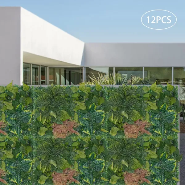 12pcs 24"x16" Artificial Boxwood Mat Wall Hedge Decor Privacy Fence Panel Grass Safe and Secure Artificial hedge Panel