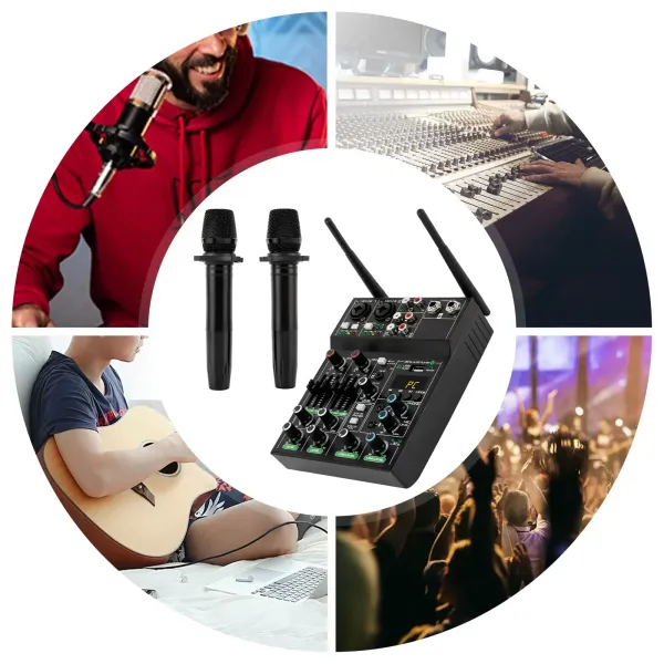 4-channel Sound Mixer 4 Channels Compact Studio Mixer USB Audio Wireless Microphone 4-channel Sound Mixer 4 Channels Compact Studio Mixer USB Audio Wireless Microphone