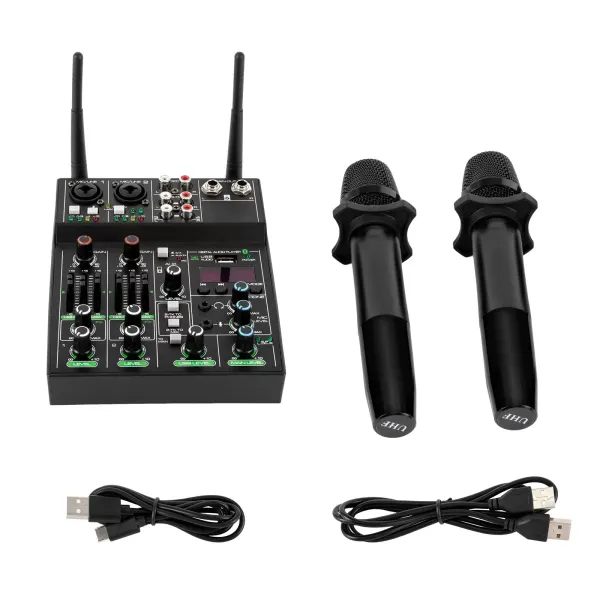 4-channel Sound Mixer 4 Channels Compact Studio Mixer USB Audio Wireless Microphone