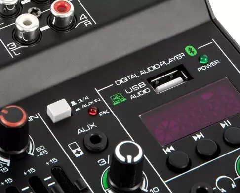 4CH Sound Mixer 4 Channels Compact Studio Mixer USB Audio Wireless Microphone