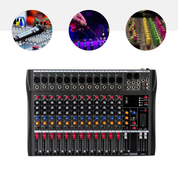 12 Channel Bluetooth Live Studio Audio Mixer Mixing Console USB Audio Mixer
