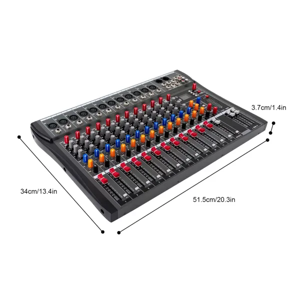 12 Channel Bluetooth Live Studio Audio Mixer Mixing Console USB Audio Mixer